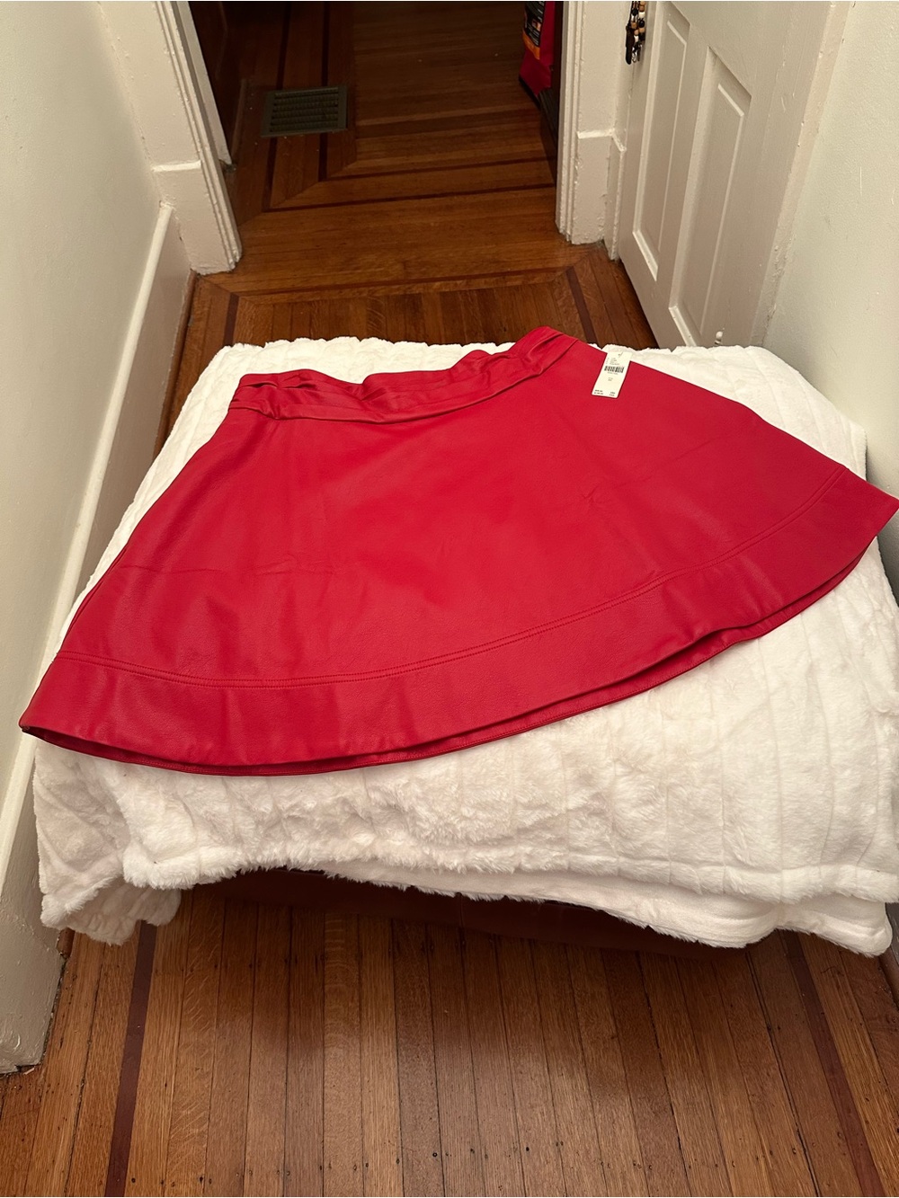 Anthropologie Maeve Crimson Faux Leather Circle Mini Skirt New With Tag